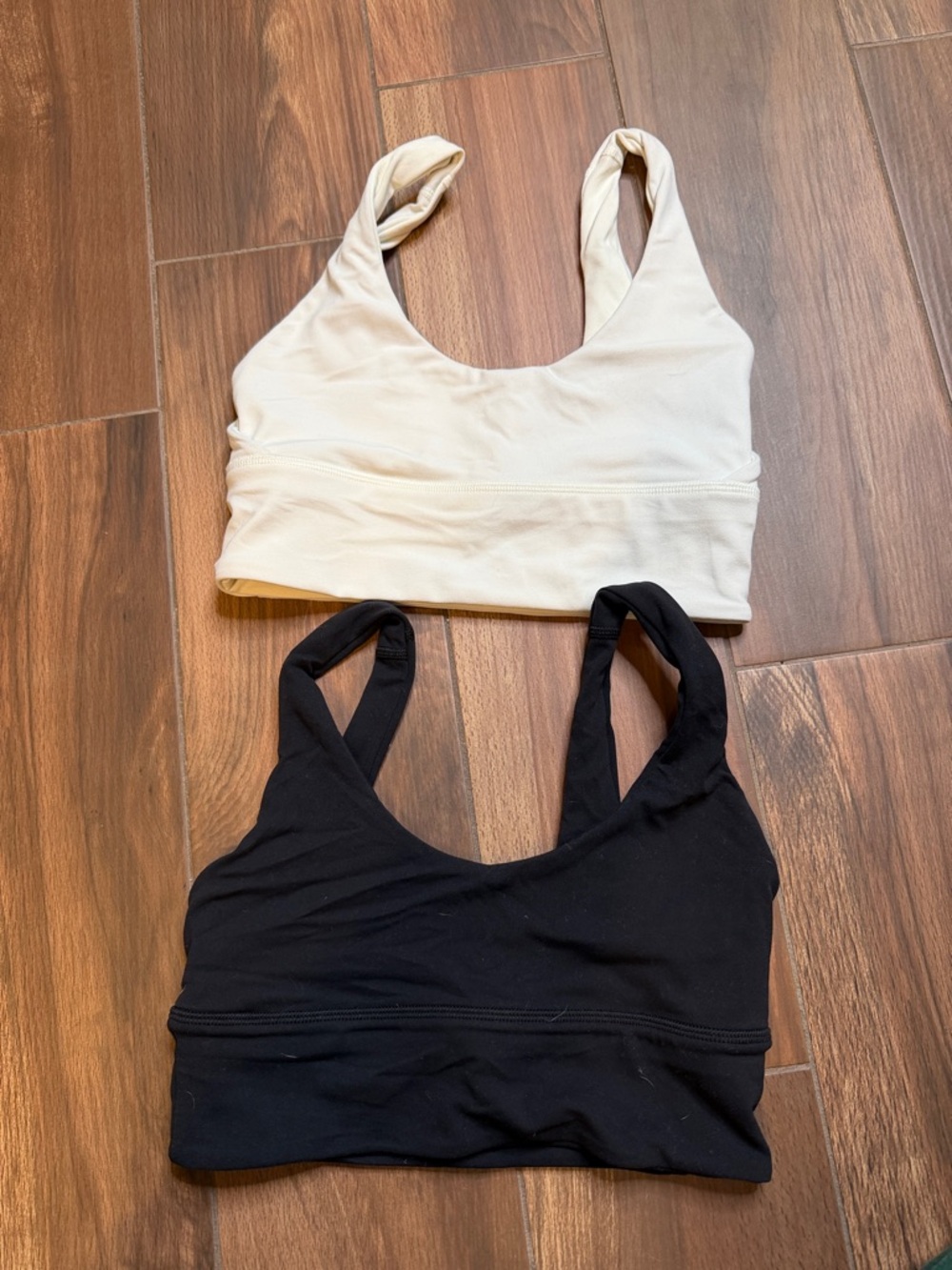 lululemon athletica Cream and Black Scoop-Neck Sports Bras Set